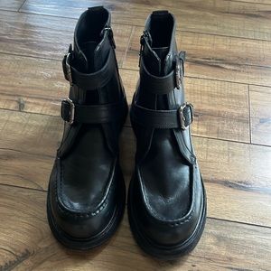 Free People Combat Buckle Boots